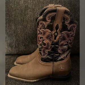 Rio Grande Men's Mexicali Western Boots Wide Square Toe Size-7.5